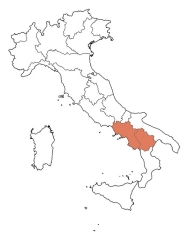 Map showing the Basilicata and Campania regions