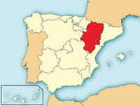 Map showing modern-day Aragón.