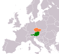Map showing Austria and the Czech Republic