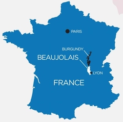 Map showing the Beaujolais region of France
