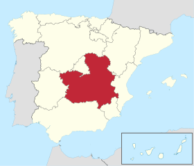 Map showing the Castilla-La Mancha region of Spain.