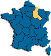 Map showing the Champagne region of France