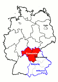 Map showing the Franconia region of Germany
