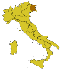 Map showing the Friuli regon of Italy.