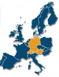 Map showing Scheurebe’s growing region in Europe