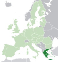 Map of Europe showing Greece