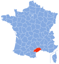 Map showing he Hérault region of France