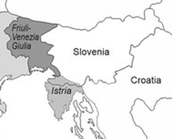 Map showing Italy’s Friuli region & Slovenia.