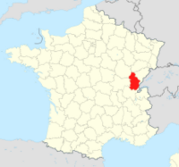 Map showing the Jura region of France