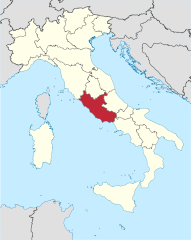 Map showing the Lazio region of Italy