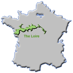 Map showing the Loire Valley region of France.