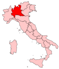 Map showing the Lombardy region of Italy