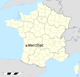 Map showing the Marcillac region of France.