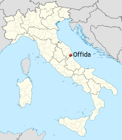 Map showing Offida in Italy.