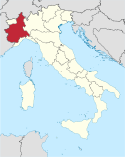 Map showing the Piedmont region