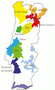 Map showing the wine regions of Portugal