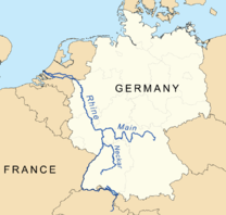Map showing the Rhine river.