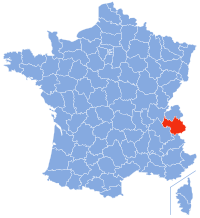 Map showing the Savoy region of France.