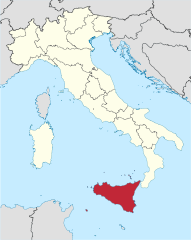 Map showing Sicily.