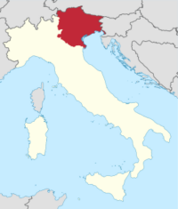 Map showing the Triveneto region of Italy