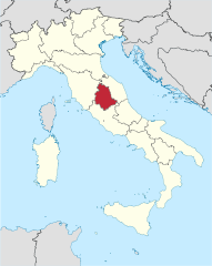 Map showing the Umbria region of Italy