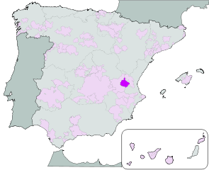 Map showing the Utiel-Requena region of Spain.